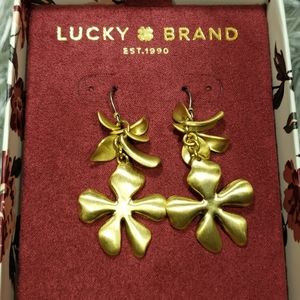 Lucky brand Gold Tone Floral Drop Dangle Earrings